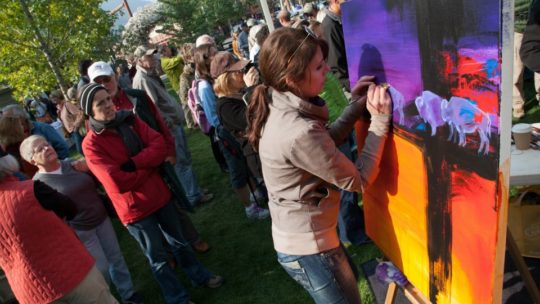 Carrie Wild painting in the Jackson Hole quickdraw.