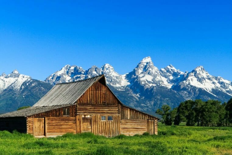 The Historic Moulton Barn Pictured In Front Of The Grand Tetons