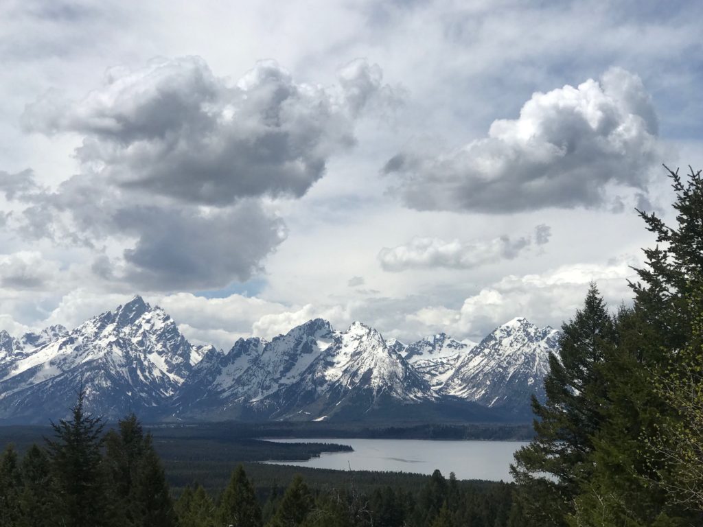 Jackson Hole lake with mountains surrounding it