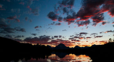 Mount Moran and the northern Teton Range reflected in Oxbow Bend